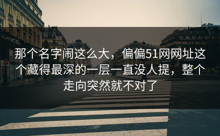 那个名字闹这么大，偏偏51网网址这个藏得最深的一层一直没人提，整个走向突然就不对了